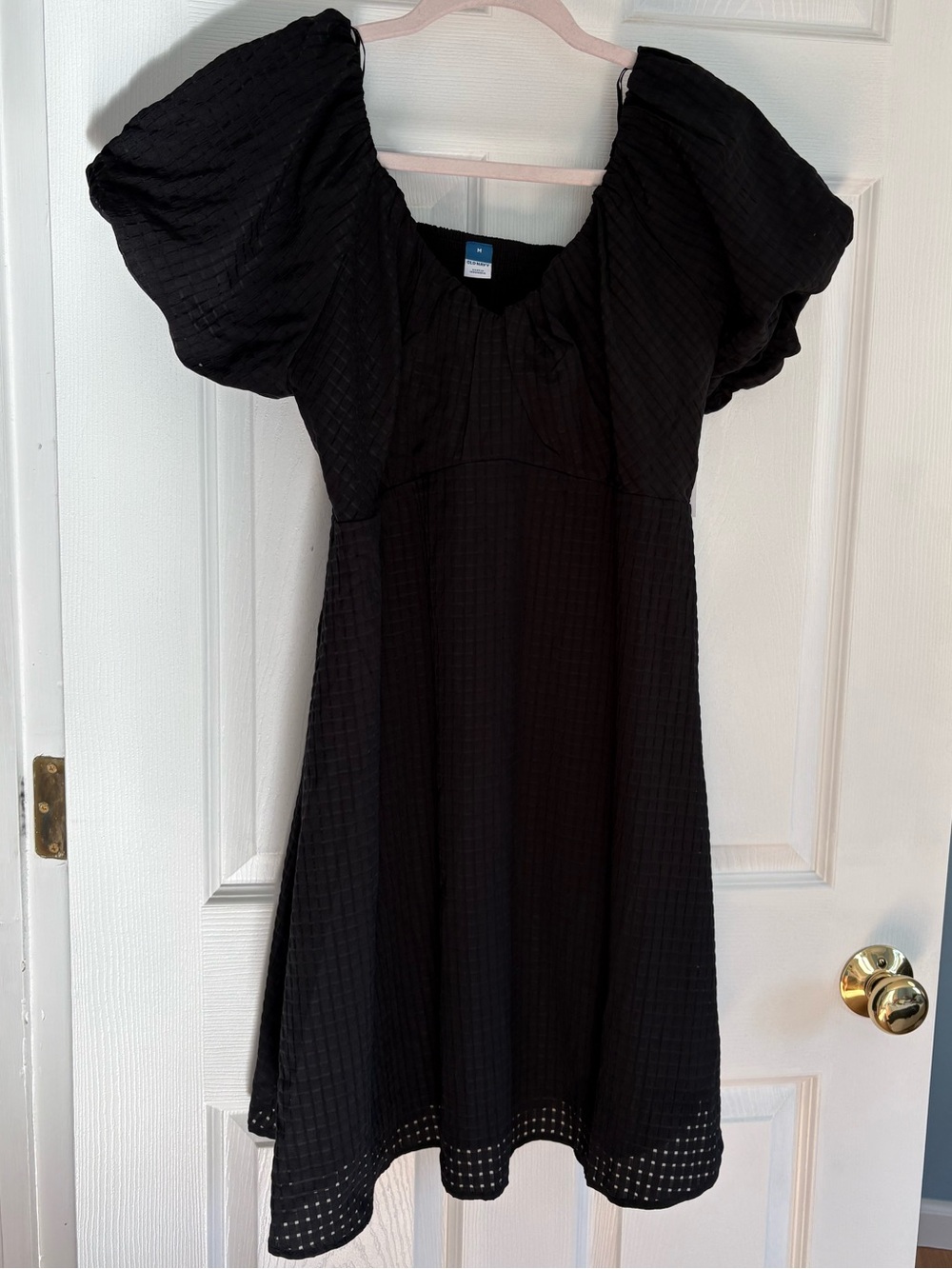 Old Navy Black Puff-Sleeve A-Line Dress NWT